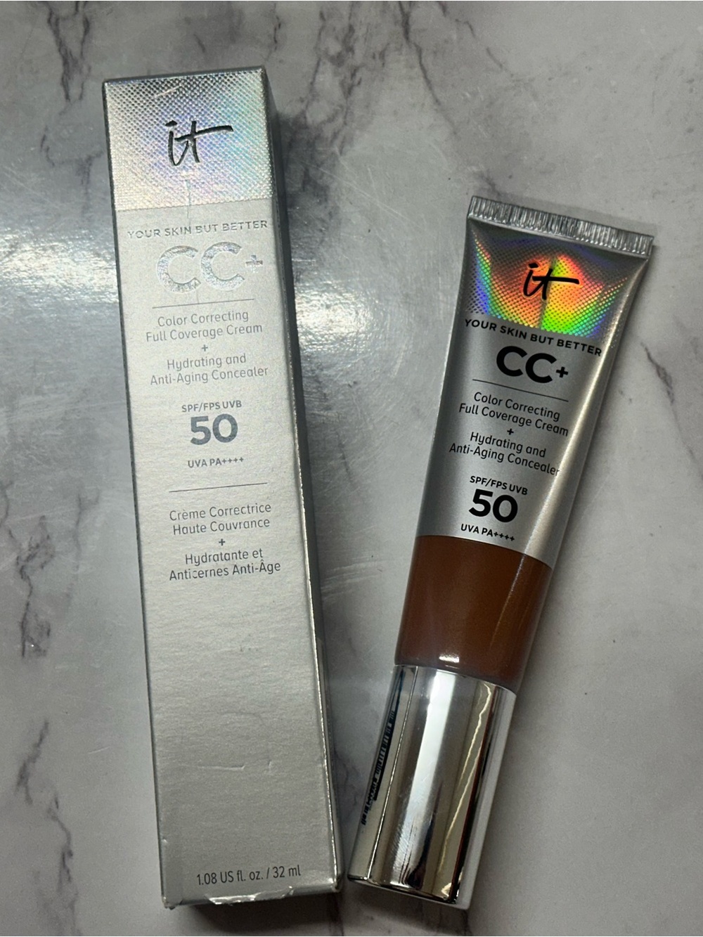 it cosmetics CC+ Color Correcting Full Coverage Cream SPF 50 — Deep Brown
